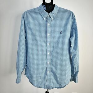 Polo Ralph Lauren Men’s Multi Blue Gingham Plaid Slim Fit Button Shirt XL EUC